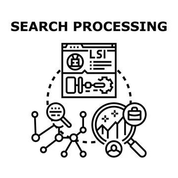 Search processing vector concept for data analytics Stockillustratie