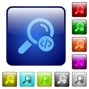 Search programming code color square buttons Stock Illustration