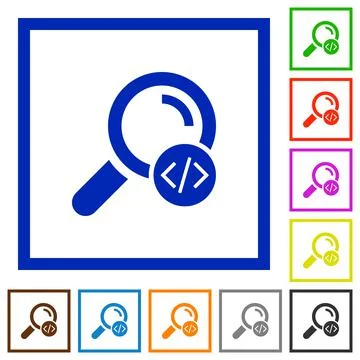 Search programming code flat framed icons 스톡 일러스트