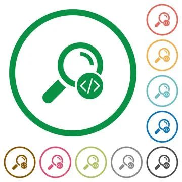 Search programming code flat icons with outlines 스톡 일러스트