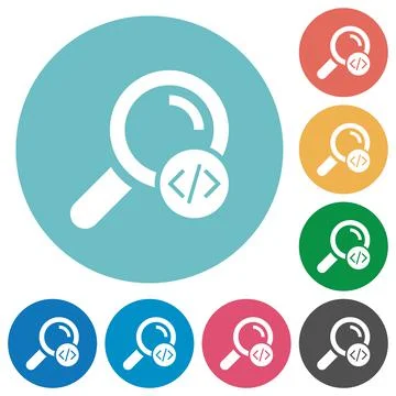 Search programming code flat round icons Illustration