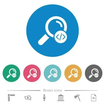 Search programming code flat round icons 스톡 일러스트
