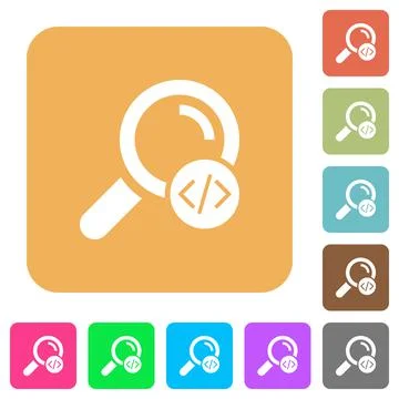 Search programming code rounded square flat icons Stock Illustration