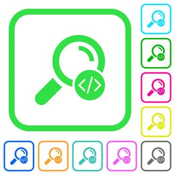 Search programming code vivid colored flat icons Stock Illustration