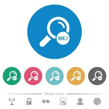 Search in progress flat round icons Illustrazione stock
