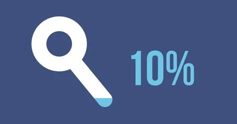 Search progress with magnifying glass shape and increasing percentage 4k Illustrazione stock