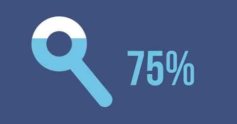 Search progress with magnifying glass shape and increasing percentage 4k Stock Illustration