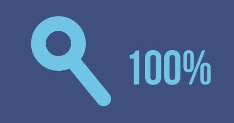 Search progress with magnifying glass shape and increasing percentage 4k Illustrazione stock