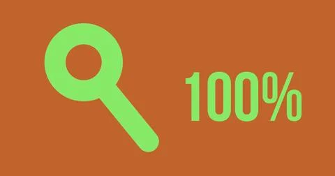 Search progress with magnifying glass shape and increasing percentage filling Illustrazione stock