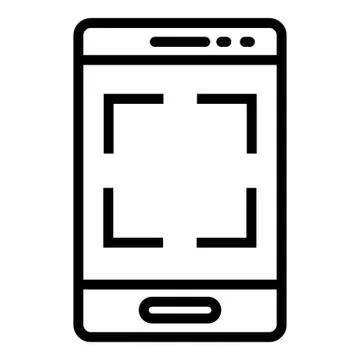 Search QR code by smartphone icon, outline style Stock Illustration