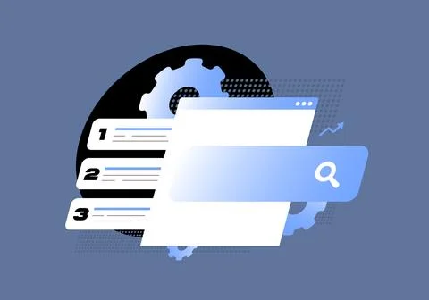 Search ranking optimization, SEO algorithm concept, top search results, content Stock Illustration