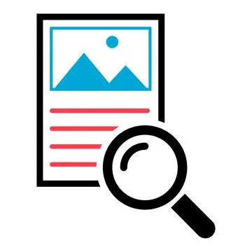 Search result icon, research data report sign, control analysis symbol vector Illustrazione stock