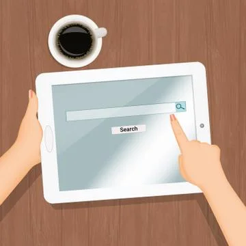 Search on the search engine of the tablet Stock Illustration