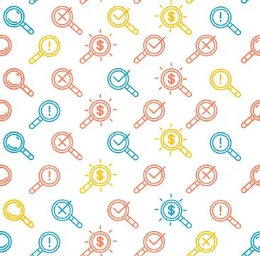 Search Signs Pattern Background on a White. Vector Stock Illustration