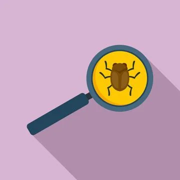 Search software bug icon, flat style Stock Illustration