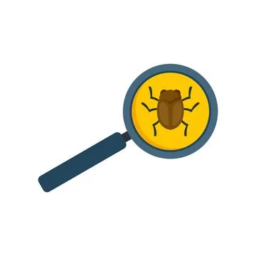 Search software bug icon flat isolated Stock Illustration