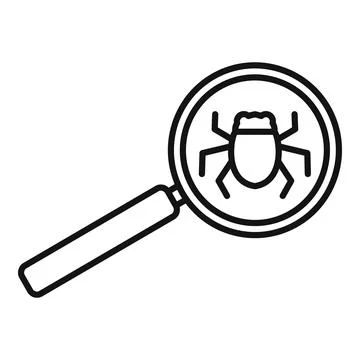 Search software bug icon, outline style Stock Illustration