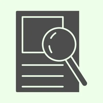 Search solid icon. Data searching document and magnifier glass glyph style Stock Illustration