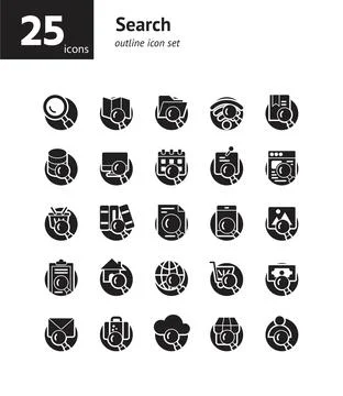 Search solid icon set. Vector and Illustration. Stock Illustration