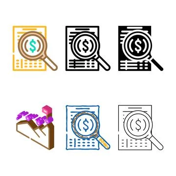 Search solution business forms and financial problem color icon vector 스톡 일러스트