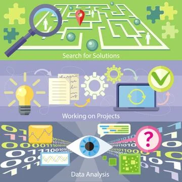 Search for Solution Data Analysis Working Project Illustrazione stock