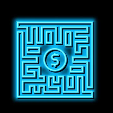 Search solution neon glow icon illustration Illustrazione stock