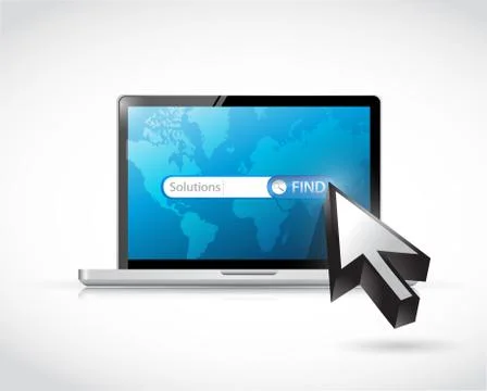 Search for solutions on a laptop computer. Stock Illustration