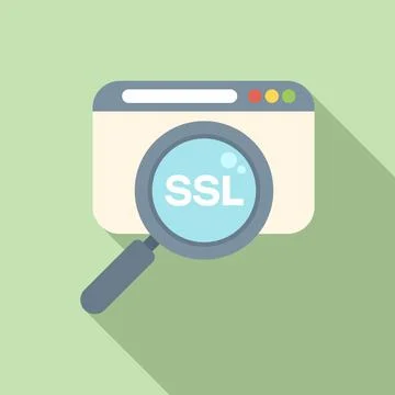 Search SSL certificate icon flat vector. Network security Ilustración de archivo