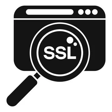 Search SSL certificate icon simple vector. Network security Illustrazione stock