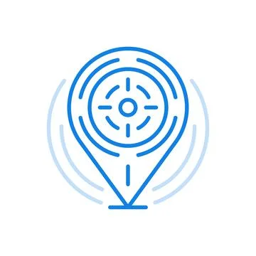 Search target location vector line icon. Navigational search marker with cros Illustrazione stock