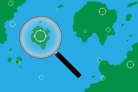 Search target on map with magnifier, vector illustration for marketing, business Stock Illustration