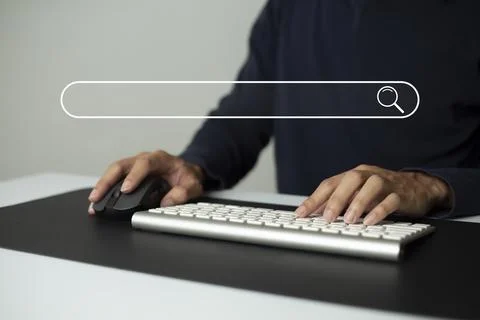 Search technology, search engine optimization,person using laptop to search i Stock Photos