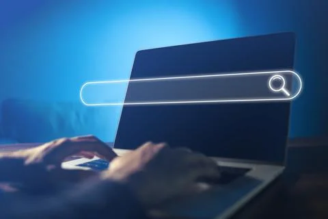 Search technology, search engine optimization,person using laptop to search i Stock Photos