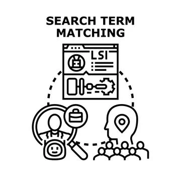 Search term matching and user intent optimization process Stock Illustration