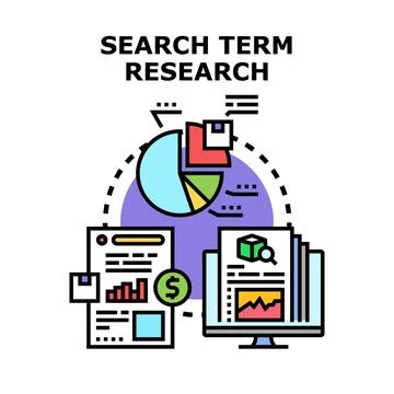 Search term research concept for online marketing Stock Illustration