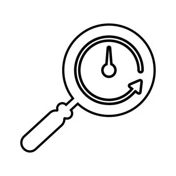 Search, time, duration line icon. Outline vector. Stock Illustration