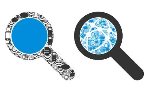 Search Tool Collage Icon for BigData Illustrazione stock