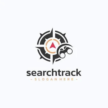 Search track logo design vector. Adventure path guide symbol template. Stock Illustration