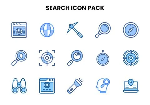 Search Two Colour UI Icons Pack Stock Illustration
