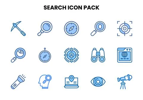 Search Two Colour Vector Icons Pack Stock Illustration