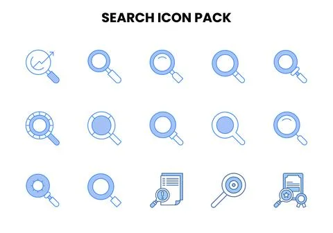 Search Two Colour Vector Icons Pack Stock Illustration
