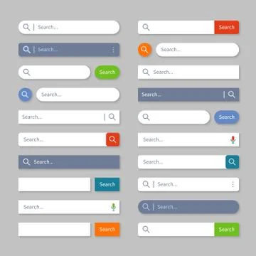 Search ui. Internet searching bars with buttons, web browser interface boxes for Stock Illustration