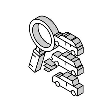 Search vehicles isometric icon vector illustration Illustrazione stock