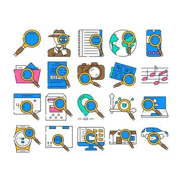 Search web internet bar icons set vector Stock Illustration