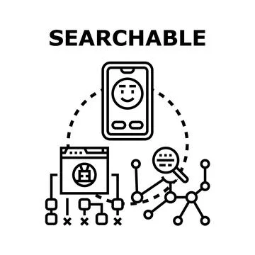 Searchable content data finding information search engine Stock Illustration