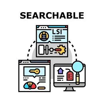 Searchable content improving website ranking and online visibility Stock Illustration