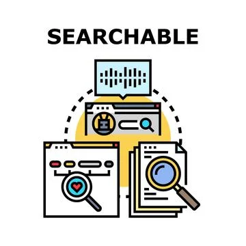 Searchable data finding information concept Stock Illustration