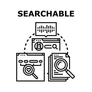 Searchable data finding information concept Stock Illustration