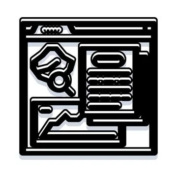 Searching analyzing data on web browser interface Stock Illustration