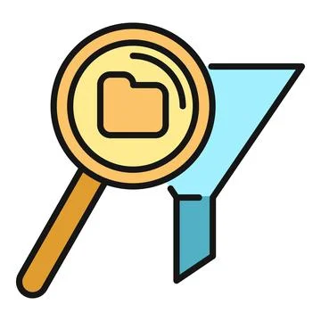 Searching and filtering data folder information icon Stock Illustration